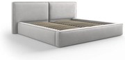 Pat matrimonial gri deschis tapițat cu spațiu de depozitare și somieră 140x200 cm Arendal – Cosmopolitan Design