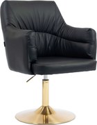 HR840N Scaun Negru Piele Ecologica cu Bază Aurie