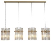 Lustra suspendata metal auriu, tije din sticla Swizzle 4L