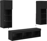 vidaXL Unități pentru Pereți de TV 5 pcs Stejar Negru Lemn compozit