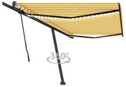 vidaXL Copertină retractabilă manual cu LED, galben și alb, 500x300 cm