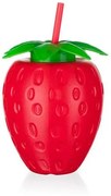 Sticlă de plastic cu pai Banquet STRAWBERRY, 880ml