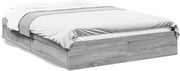 vidaXL Cadru de pat cu sertare, gri sonoma, 160x200 cm lemn prelucrat