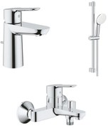 Set baterii lavoar cada Grohe BauEdge si dus cu bara Tempesta crom lucios