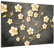 Tablou pe sticlă - Arbust auriu pe fundal negru (70x50 cm)