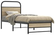 vidaXL Cadru de pat fără saltea 75x190cm stejar afumat lemn prelucrat
