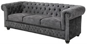 Canapea clasica stil englezesc Chesterfield 3 locuri, gri