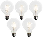 Set 5 becuri Bec LED E27 reglabil G95 5W 450lm 2200K