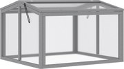 Outsunny Seră tip cutie pentru răsaduri, pat pentru plante cu capac din lemn și policarbonat, rezistent la intemperii, Gri deschis 90 x 80 x 58 cm | Aosom Romania