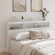 vidaXL Tăblie cu dulap și LED, alb, 180x17x102 cm