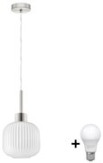 Lustră LED cu cablu HARMA 1xE27/60W/230V Ø 20 cm crom mat/alb