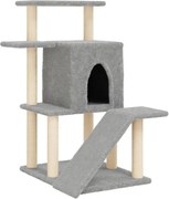 vidaXL Ansamblu pisici, stâlpi din funie sisal, gri deschis, 97 cm