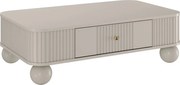 Măsuță de cafea Vesper 103x60 cm cu sertar - cașmir / mânere aurii / picioare sferice