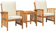vidaXL Set de canapele pentru grădină cu pernă 3 pcs Ulei Natural