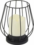 Suport metalic pentru lumânare, lumânare LED, alb cald, negr