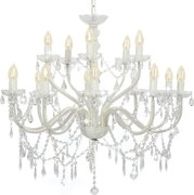 vidaXL Candelabru cu 2 rânduri, alb, becuri 15 x E14