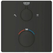 Baterie dus incastrata cu termostat Grohe Grohtherm 2 iesiri negru mat patrat