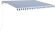 vidaXL Copertină retractabilă automat, albastru și alb, 400x350 cm