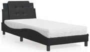vidaXL Pat cu saltea, negru, 90x200 cm, piele ecologică