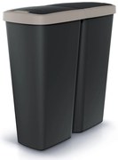 Coș de gunoi DUO negru, 50 l, maro/negru