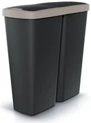 Coș de gunoi DUO negru, 50 l, maro/negru