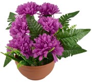 Decorație de Ziua Morților Crizanteme violete înghiveci, 23 x 22 cm