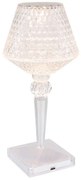 Lampa de masa cu baterii, plastic transparent cu efect de cristal Gixi alb