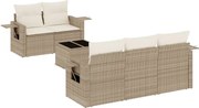 vidaXL Set canapele de grădină cu perne, 6 piese, bej, poliratan