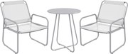 Outsunny Set mobilier de grădină 3 piese, 2 scaune cu tapițerie din material respirabil, 1 măsuță rotundă Ø60 cm, Gri deschis | Aosom Romania