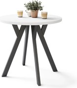 Mazzoni ALMO 80 Alb Mat/picioare negre - MASĂ ROTUNDĂ CU PICIOARE Y LOFT/INDUSTRIAL PENTRU BUCĂTĂRIE LIVING SAU SUFRAGERIE