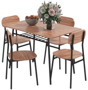 HOMCOM Set de masă cu scaune Masă de sufragerie, Design industrial, 110 cm x 70 cm x 75 cm, Maro | Aosom Romania