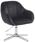 HR2055CROSS Scaun Neagră din Catifea cu Bază Cromata