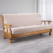 Huse cu două elastice GRAFITI NOU bej 3fotoliu cu manere de lemn (l. 150 - 200 cm)