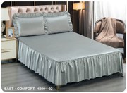 Husa Pat din Satin cu Volanase + 2 Fete de Perna, Gri