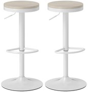 HOMCOM Lot de 2 taburete de bar, scaune de bar pivotante cu scaun din hevea, înălțime reglabilă și suport pentru picioare, alb | Aosom Romania