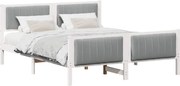 vidaXL Cadru de pat Alb și gri deschis 160 x 200 cm Lemn masiv de pin