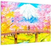 Tablou pe sticlă - Cuplu pictat, acuarelă (70x50 cm)