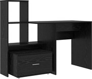 vidaXL Birou cu raft Stejar Negru 131,5 x 50 x 106,5 cm Lemn compozit