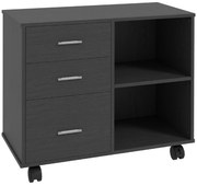 HOMCOM Suport pentru imprimantă, mobilier de birou cu 3 sertare + 2 rafturi + blat mare din particule de panou negru | Aosom Romania