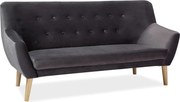 Canapea NORDIC 3, gri - Bluvel 14, stofa catifelata/lemn de fag, 180x7