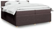 vidaXL Pat box spring cu saltea, maro închis, 200x200 cm, textil
