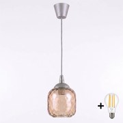 Brilagi - Lustră LED suspendată pe cablu GLASS 1xE27/60W/230V Ø 14 cm argintiu/maro fumuriu