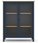 Vitrină albastru-închis/natural din lemn de pin 90x110 cm Misti – Marckeric