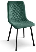 SET 4 Scaune Slim, structura metalica, catifea - VERDE INCHIS - CATIFEA - NEGRU - STANDARD