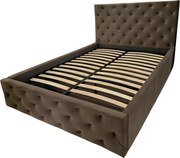 Pat tapitat Berlin cu somiera rabatabila si spatiu de depozitare, catifea maro, 160x200 cm 160 x 200, Maro