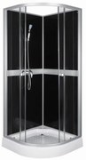 Cabină de duș CLASSIC 80 BLACK cu perete posterior, cu cădiță și baterie