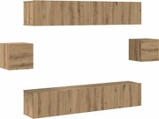 vidaXL Set comodă TV Pe perete 6 pcs Stejar Artizanal Lemn compozit