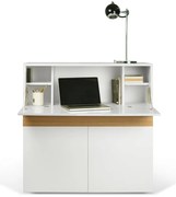 Birou cu dulap Focus White/Oak, 110 x 42 x 109 cm
