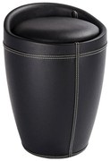 Pufa CANDY BLACK - coș de rufe, 2 în 1, WENKO, negru