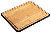 Blat de taiat din bambus cu margine neagra si canelura